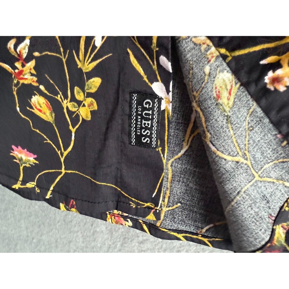 Guess Los Angeles Dress Shirt Men XL Black‎ Floral Slim Fit Long Sleeve Buttons - Picture 12 of 16
